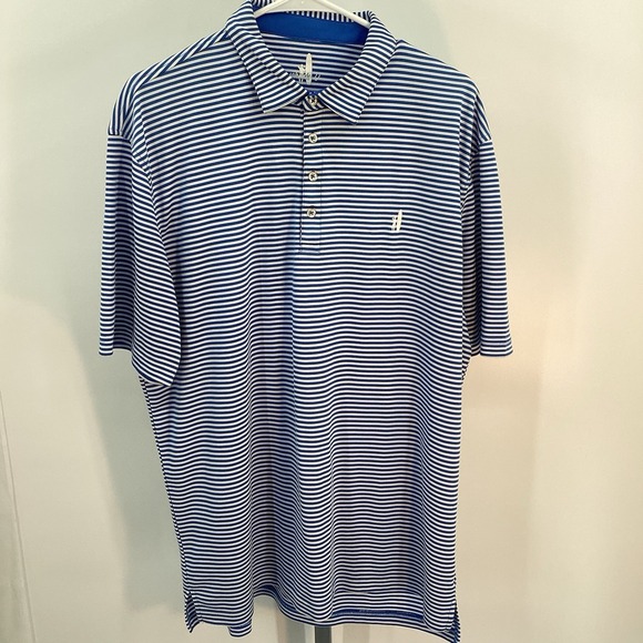 Men's Johnnie-O Short Sleeved Striped Performance Polo Royal /white XL - Picture 2 of 9